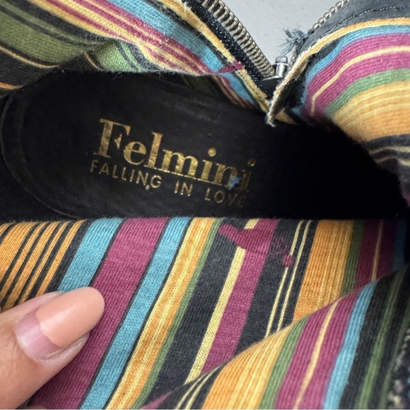 Anthropologie Felmini Black Leather Block Heel Red Detail Tall Boots Size 39 - Picture 15 of 16